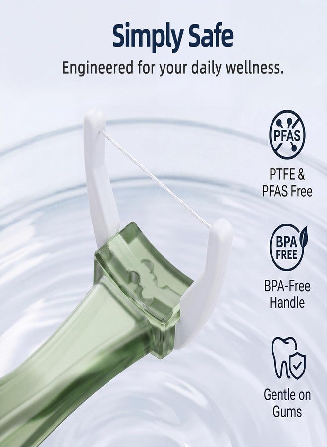 رزوكو نظام تنظيف الأسنان بالخيط RAZOKO Deep Reach – 160 رأس إعادة تعبئة + مقبضان طويلان قابلان لإعادة الاستخدام، خالٍ من مركبات PFAS ومقاوم للتمزق للوصول إلى المناطق الصعبة، أخضر اللون - Image 3