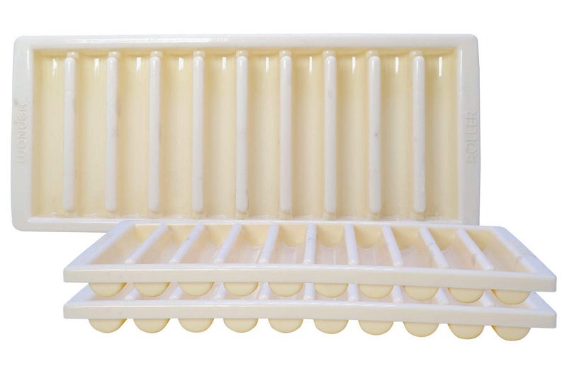 Wonder Plastic Prime Roller Fridge Ice Tray Set, 3 pc Ice Tray with 10 Cube, Yellow Color - Image 1