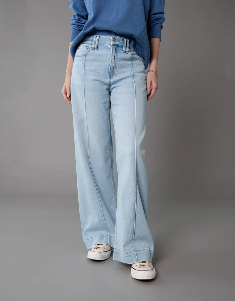 American Eagle  AE Dreamy Drapey Stretch Super High-Waisted Baggy Wide-Leg Jean for Women | Best Price UAE