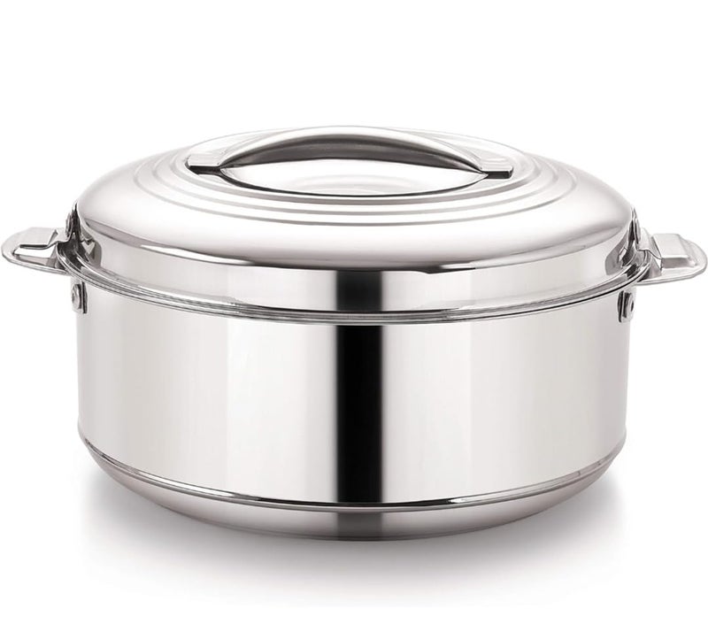 SILVESTER Pure Double Walled Stainless Steel Serving Casserole with Stainless Steel Lid Serve Casserole (4500 ml) - Image 1
