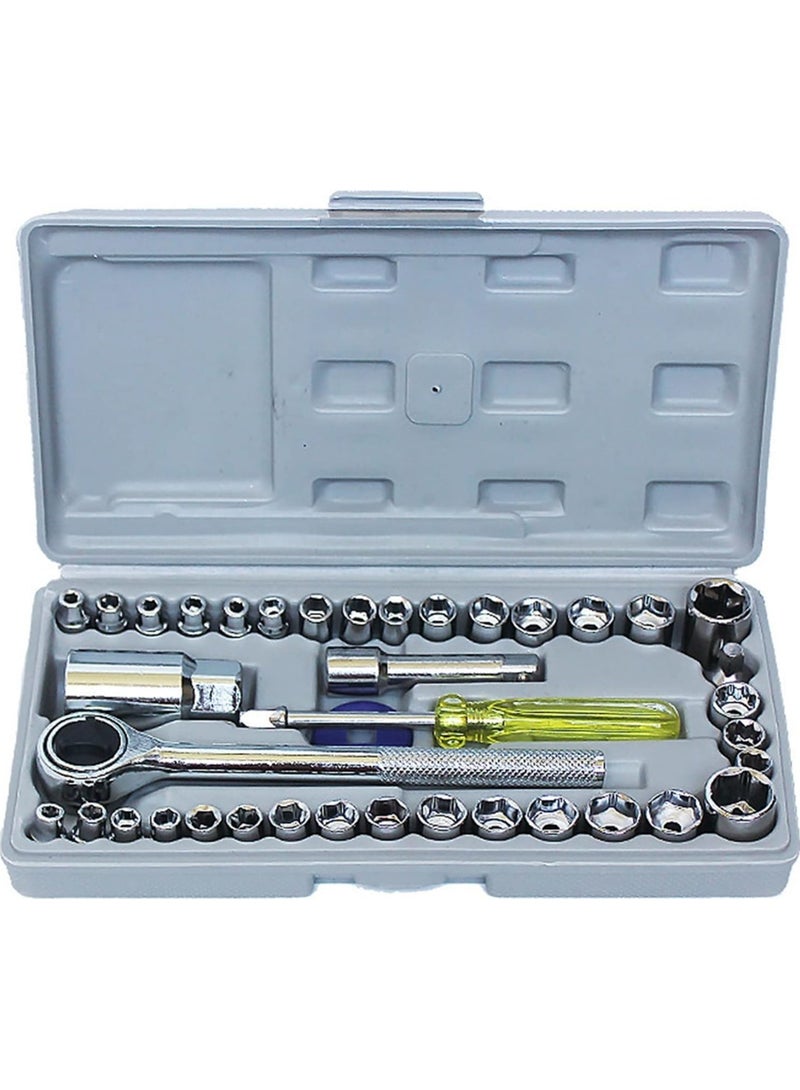 40-Piece Mechanics Tools Kit And Wrench Socket Set