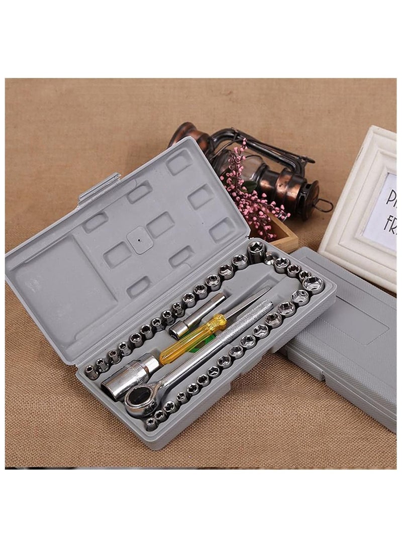 40-Piece Mechanics Tools Kit And Wrench Socket Set