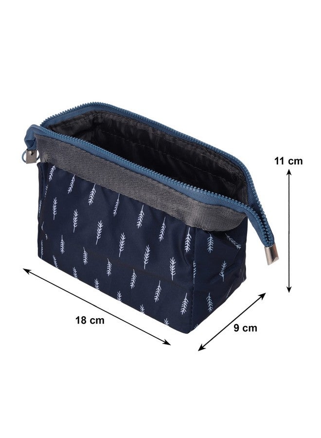 NFI essentials Canvas Stylish Makeup Pouch For Women, Cosmetic Pouches For Storage Of Make Up Kit And Travel Toiletry Organiser For Women Grey, 9Cm - Image 4