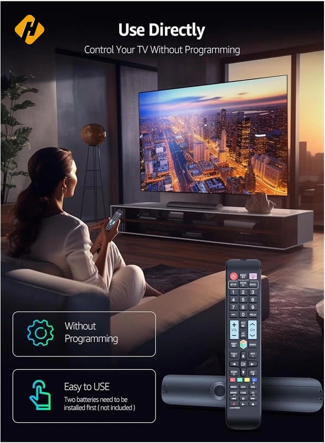 Replacement Remote Control AA59-00652A for Samsung Smart TV, Compatible with UN40ES6100, UN46ES6100, UN50ES6100, UN55ES6100, UN60ES6100F, and More with Battery