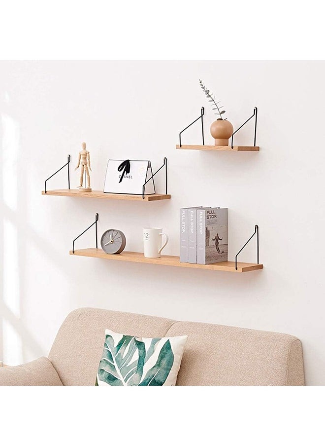 Arabest 3-Piece Wall Floating Shelf,Wooden Wall Mounted Storage Shelf,Bedroom Kitchen Bookshelf,Easy to Install, Suitable for Storing Books/Vases Hanging Pictures/Food Cans(30+40+50cm)  - Image 1
