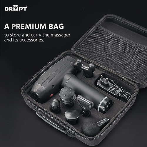 DR PT Gun Massager for Athletes Handheld Neck & Back Massager | 6 Specialized Heads | LED Touch Panel |30 Speed Level for Full Body with Premium Carry Bag (2 Year Warranty, Black) (LCD Medium) - Image 5