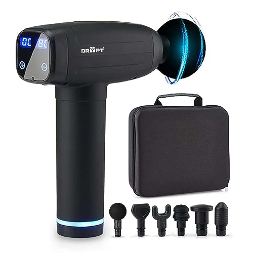 DR PT Gun Massager for Athletes Handheld Neck & Back Massager | 6 Specialized Heads | LED Touch Panel |30 Speed Level for Full Body with Premium Carry Bag (2 Year Warranty, Black) (LCD Medium) - Image 1