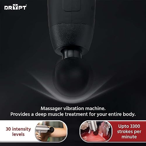 DR PT Gun Massager for Athletes Handheld Neck & Back Massager | 6 Specialized Heads | LED Touch Panel |30 Speed Level for Full Body with Premium Carry Bag (2 Year Warranty, Black) (LCD Medium) - Image 4