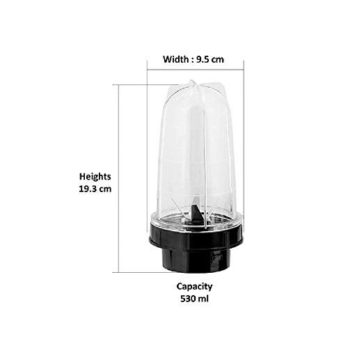 Su-mix Super Premium Big Bullet Juicer Jar ABS Plastic Set of 1 Bullet Jars 530ml- Black - Image 2