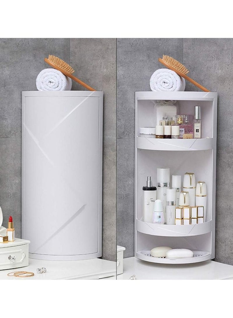 DubaiGallery Bathroom Rotating Triangle Storage Rack 360 Degree Rotating Multi-Function Organizer Plastic Triangle Shelf Dust-Proof Waterproof Corner Rack for Cabinet Bathroom Kitchen Bedroom - Image 1