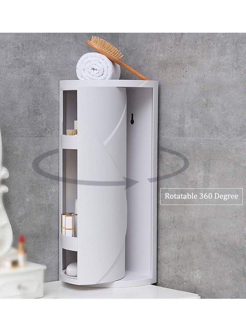 DubaiGallery Bathroom Rotating Triangle Storage Rack 360 Degree Rotating Multi-Function Organizer Plastic Triangle Shelf Dust-Proof Waterproof Corner Rack for Cabinet Bathroom Kitchen Bedroom - Image 2