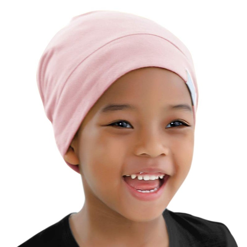ELIHAIR Kids Beanie Sleep Hats Bonnet for Night Sleeping Cap Silky Lined Satin Bonnet with Adjustable Elastic Band for Teens Toddler Child Natural Curly Frizzy Hair Cover(Candy Pink)