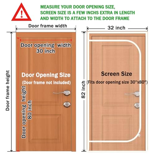 QWR Upgraded Pet Screen Door,Fits Door Opening Size 30''x 80'',Thickened Cat Resistant Mesh Screen Door for Living Room,Kitchen,Bedroom,Cat Proof Screen with Zipper Closure. - Image 2