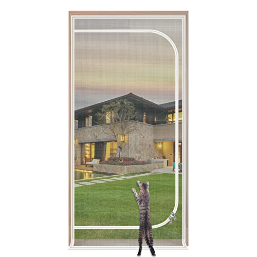 QWR Upgraded Pet Screen Door,Fits Door Opening Size 30''x 80'',Thickened Cat Resistant Mesh Screen Door for Living Room,Kitchen,Bedroom,Cat Proof Screen with Zipper Closure. - Image 1