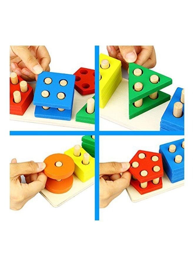 YR - Wooden Shape Sorting Puzzle – Montessori Geometric Peg Board Toy – Early Learning Toy for Toddlers (Ages 3+) - Image 1