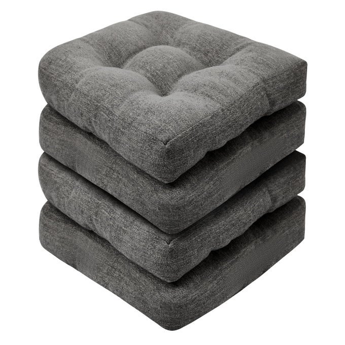 Chair Cushions for Dining Chairs NonSlip Chair Pads Thick Seat Cushions for Dining Room Chairs Kitchen Chair Cushions Set of 4 17 x 17 x 4 Dark Grey