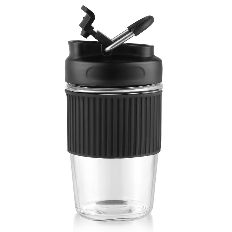 Sivaphe Reusable Glass Ice Hot Coffee Cup 16 oz, Portable Travel Mug with Spill-Proof Lid and Thermal Sleeve for Home Office Blue - Image 1