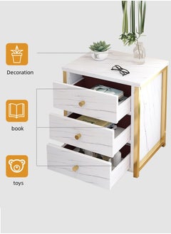 JCB CHIC Bedside Table with  3 Drawers Side Table Small Nightstand Table with Drawer for Bedroom Sofa Couch Beside End Table for Living Room Household Storage Cabinet for Home Decor  - Image 3