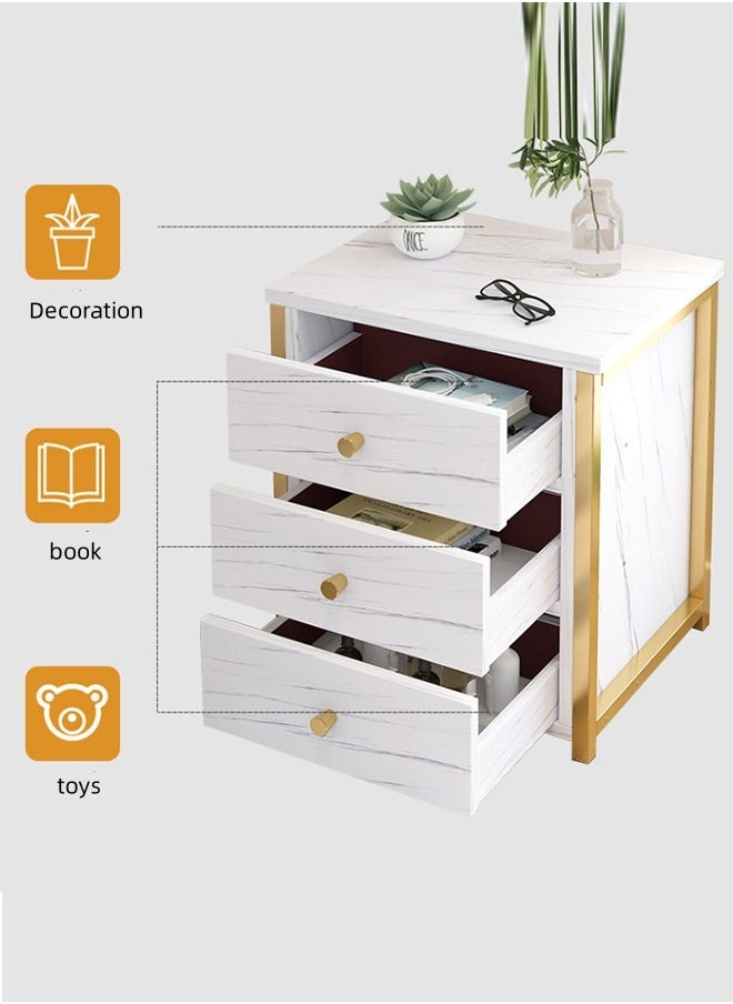 JCB CHIC - Bedside Table with  3 Drawers Side Table Small Nightstand Table with Drawer for Bedroom Sofa Couch Beside End Table for Living Room Household Storage Cabinet for Home Decor - Image 1