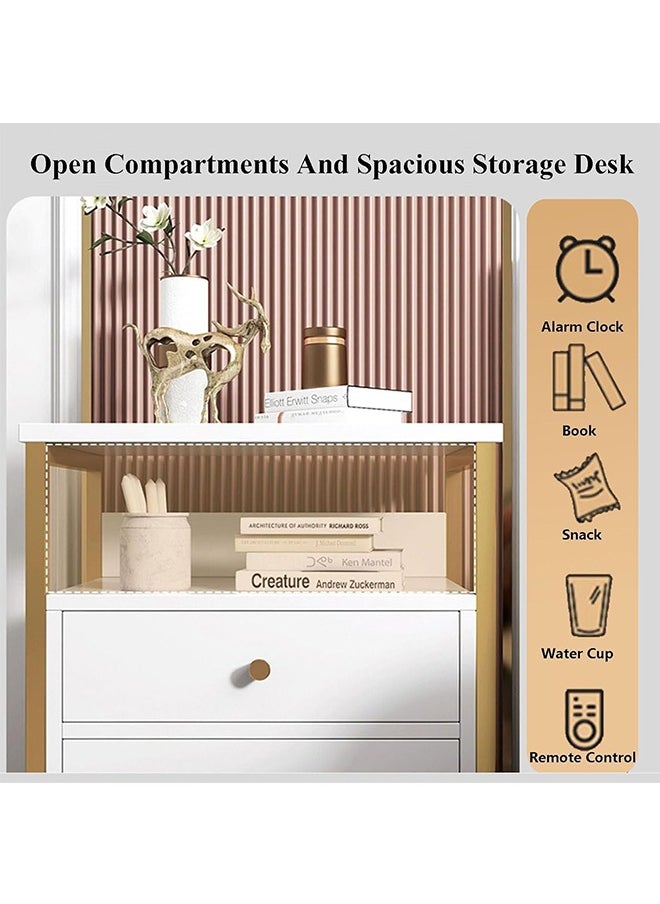 JCB CHIC - Bedside Table with  3 Drawers Side Table Small Nightstand Table with Drawer for Bedroom Sofa Couch Beside End Table for Living Room Household Storage Cabinet for Home Decor - Image 1