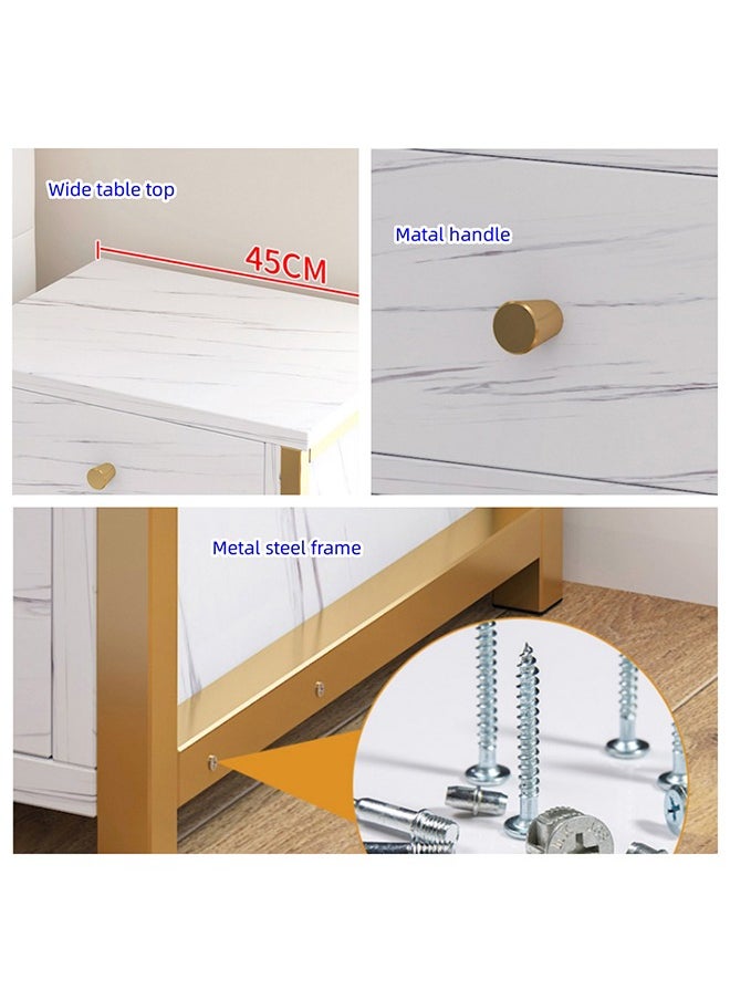 JCB CHIC - Bedside Table with  3 Drawers Side Table Small Nightstand Table with Drawer for Bedroom Sofa Couch Beside End Table for Living Room Household Storage Cabinet for Home Decor - Image 1