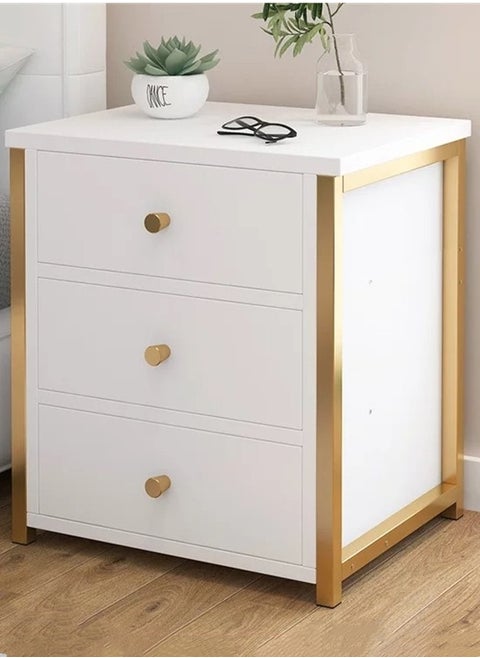 Bedside Table with  3 Drawers Side Table Small Nightstand Table with Drawer for Bedroom Sofa Couch Beside End Table for Living Room Household Storage Cabinet for Home Decor