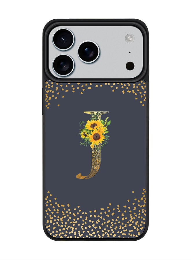 Stylizedd iPhone 17 Pro Max Case, [Compatible with MagSafe] Slim Magnetic cover Phone Case iPhone 17 Pro Max -Custom Floral Monogram - J  (Grey ) - Image 1