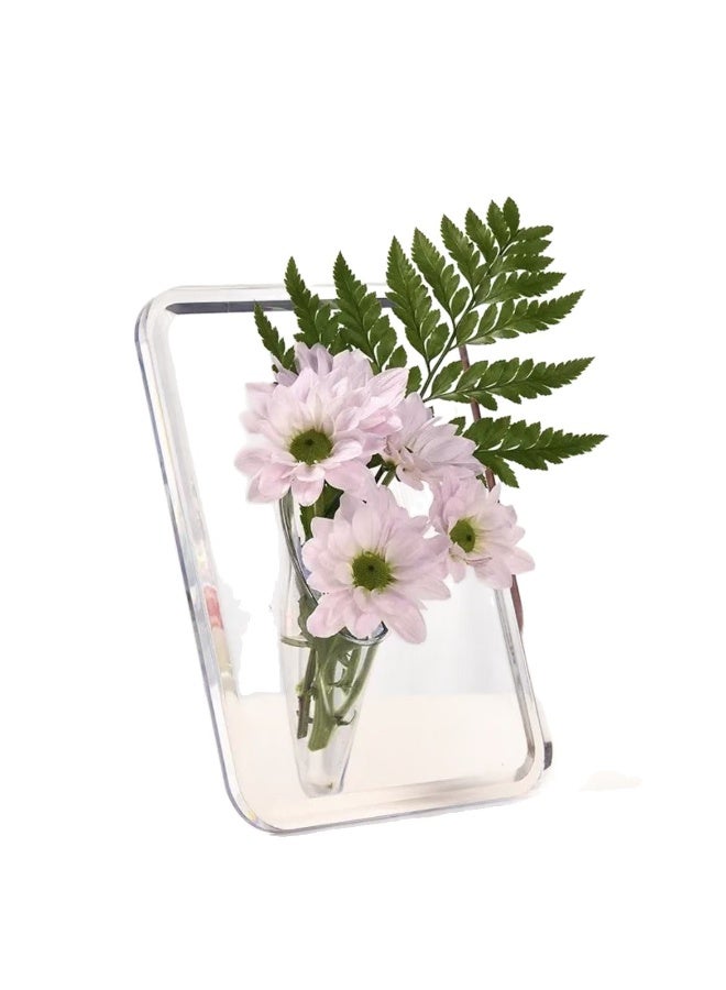 Clear Acrylic Photo Frame Flower Vase, 8 x 6 Inch Aesthetic Unique Flower Vase for Centerpieces, Decorative Picture Frame Vase, Flower Frame Vase for Home Room Office Wedding Acrylic Decor - Image 1