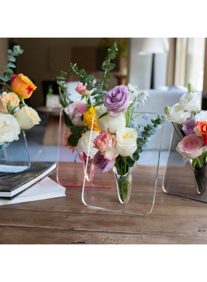 Clear Acrylic Photo Frame Flower Vase, 8 x 6 Inch Aesthetic Unique Flower Vase for Centerpieces, Decorative Picture Frame Vase, Flower Frame Vase for Home Room Office Wedding Acrylic Decor - Image 4