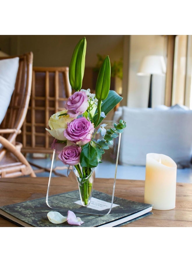Clear Acrylic Photo Frame Flower Vase, 8 x 6 Inch Aesthetic Unique Flower Vase for Centerpieces, Decorative Picture Frame Vase, Flower Frame Vase for Home Room Office Wedding Acrylic Decor - Image 2