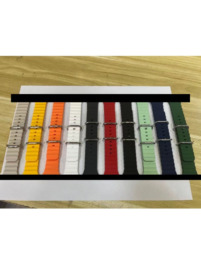 ماركة غير محددة - لحزام الفاكهة البحري بإبزيم مزدوج لساعة Apple 89ultra Silicone S10 Watch Strap IWatch765-اللون: 25#Ice Ocean Blue + [زر أسود]-المواصفات: 38/40/41/10 أجيال 42 مم عالمية - Image 1