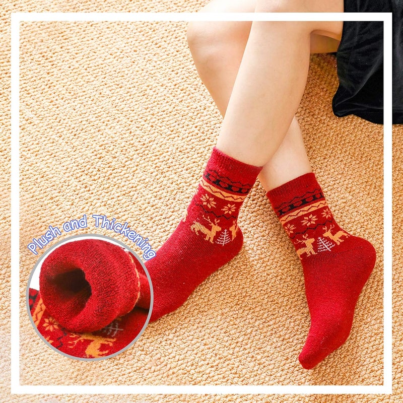 Velice Wool Socks for Women Merino Wool Boot Hiking Thick Thermal Warm Winter Crew Cushion Cozy Work Socks 5 Pairs - Image 4