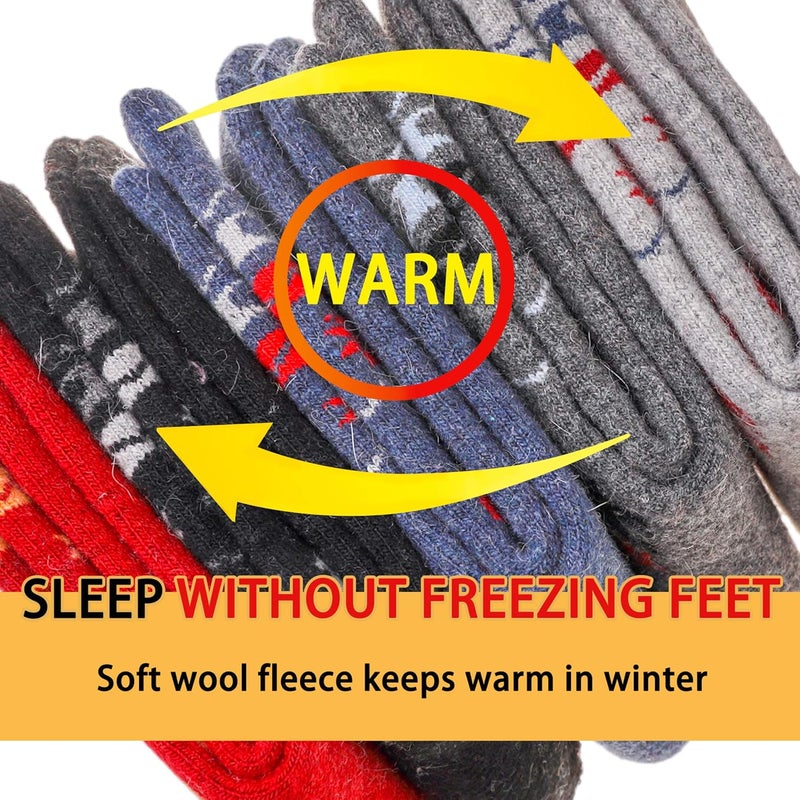 Velice Wool Socks for Women Merino Wool Boot Hiking Thick Thermal Warm Winter Crew Cushion Cozy Work Socks 5 Pairs - Image 2
