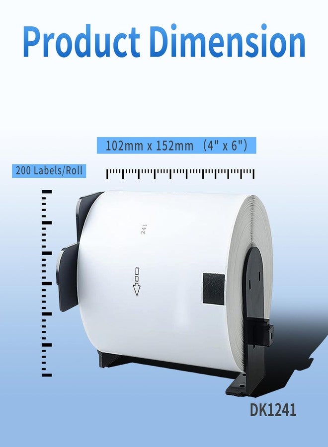AYMSous 4 Pack DK-1241 DK1241 Die-Cut Wide Shipping Address Label (4" x 6" / 102mm x 152mm) with 2 Reusable Cartridges Paper Replacement for Brother DK-1241 for QL-1050 QL1060N QL1100 QL1110NWB - Image 2