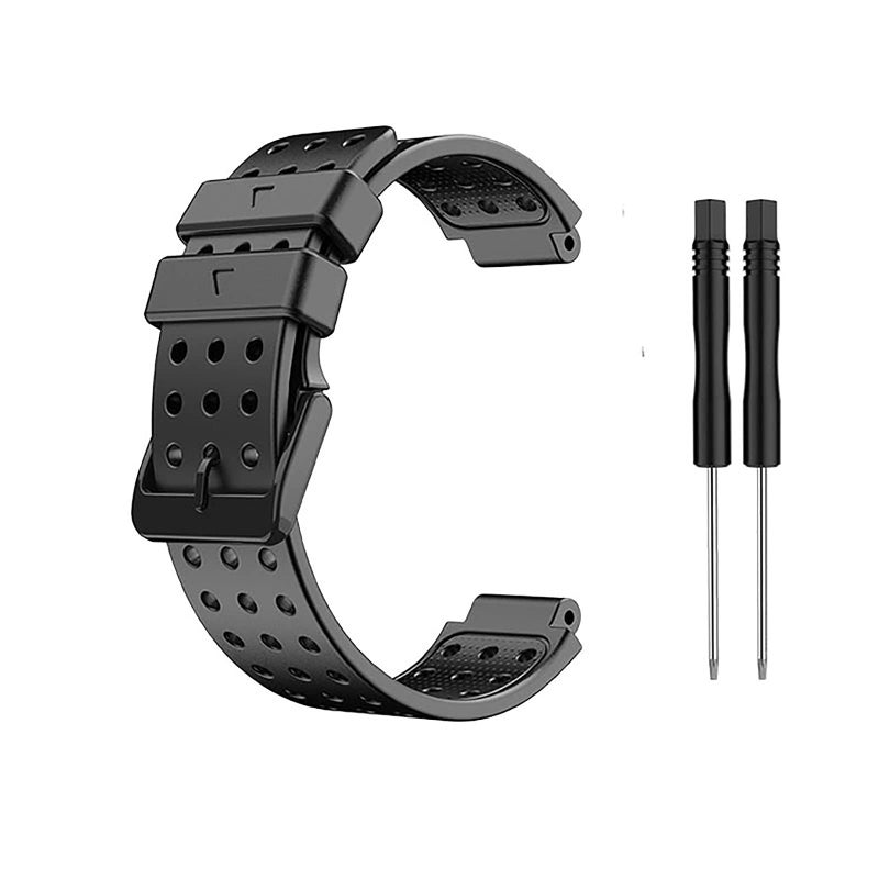 Black Watch Band for Garmin Approach S20/ S5/ S6, Soft Silicone Personalise Replacement Strap Compatible with Garmin Forerunner 220/230/ 235/620/ 630/ 735XT/ 235lite - Image 1