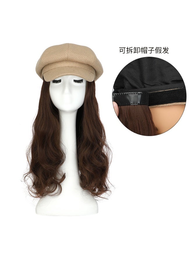 Generic Long Wavy Full Cap Wig Natural Look Khaki Grinded Octagonal Cap 10B Long Curls 