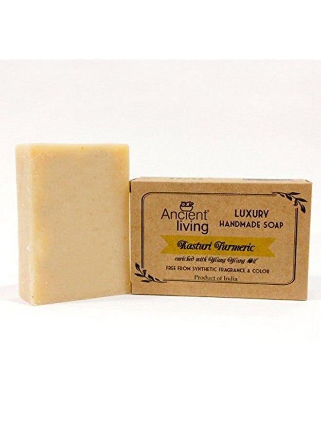Ancient Living Kasthuri Tumeric Luxury Handmade Soap 100 Gm (Set Of 2) Organic Hydrating Bath Soap Radiant & Clear Skin Suitable For Dry And Combination Skin  - Image 2