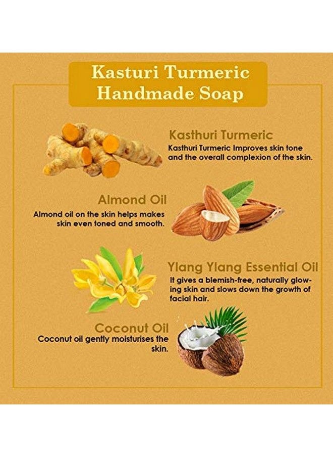 Ancient Living Kasthuri Tumeric Luxury Handmade Soap 100 Gm (Set Of 2) Organic Hydrating Bath Soap Radiant & Clear Skin Suitable For Dry And Combination Skin  - Image 4