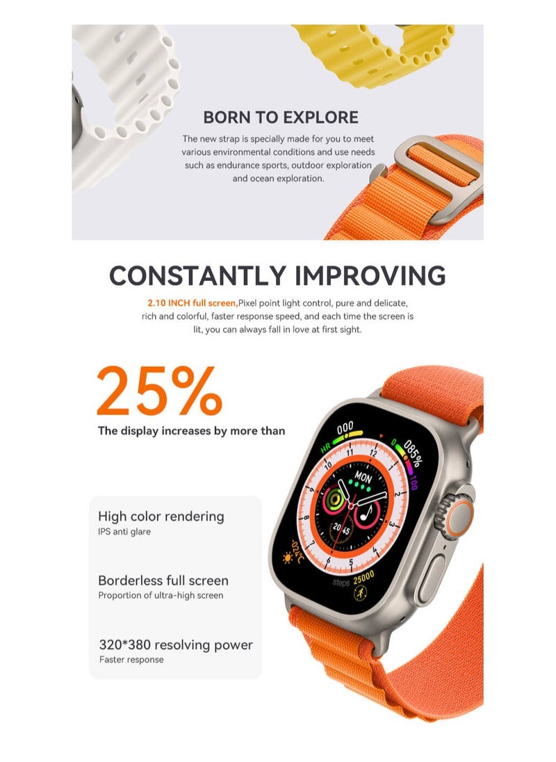 New HW68 Ultra Smart Watch Men with Compass 49mm 2.1 inch HD Screen NFC Smartwatch