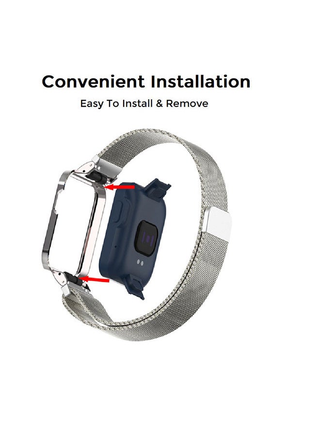 O Ozone - Metal Straps Compatible with Mi Smart Watch Lite/Redmi Band Milanese Magnetic Stainless Steel Mesh Bracelet Loop WristBand Strap for Women Men (Blue) - Image 1