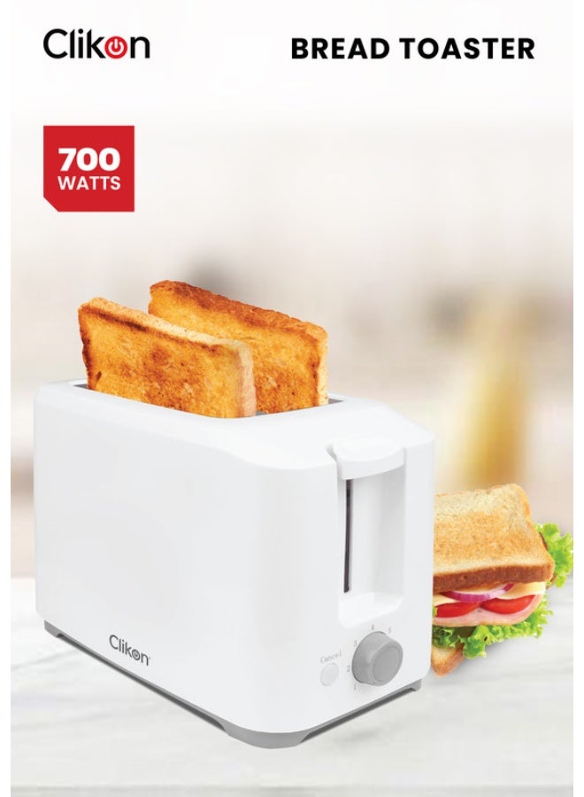 Clikon Bread Toaster 2 Slices 700W 2 Slices 700 W CK2436 White - Image 1