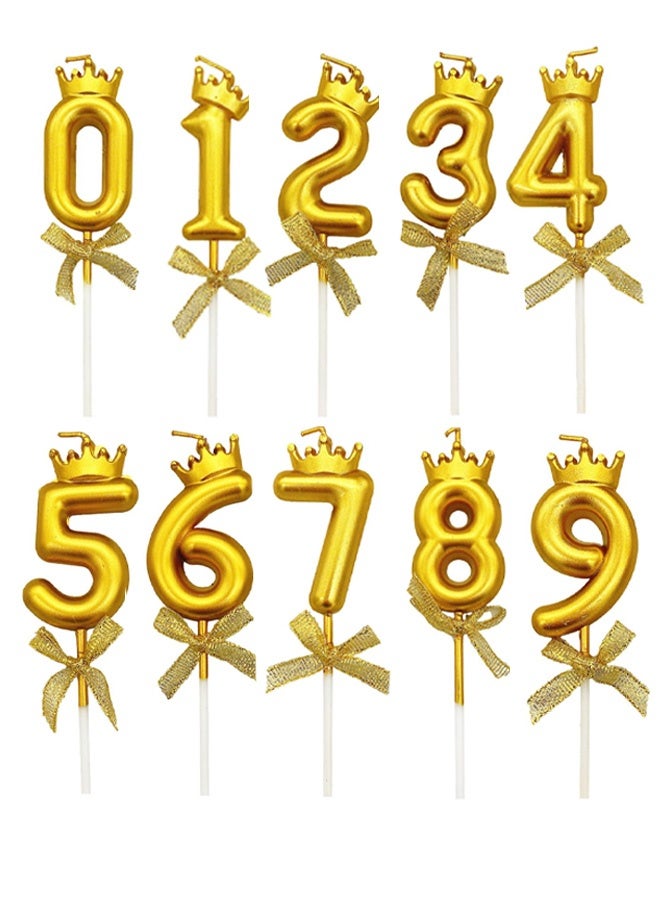 10PCS Birthday Candles Numbers, Gold Candles Birthday Cake, Gold Number Candles, Number 0 9 Candle for Adults Decorate Birthday Wedding Anniversary Graduation Party - Image 1