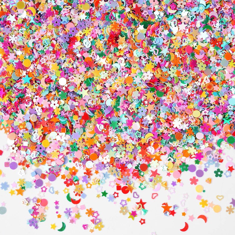 Wankko Multicolor Manicure Glitter Confetti 72oz200g Mixed Shapes Size 210mm for Party Decoration DIY Crafts Premium Nail Art Etc