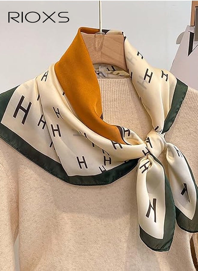 ريوكس وشاح حريري للنساء، وشاح رأس أنيق متوسط الحجم من الساتان للسيدات، وشاح رأس مريح وناعم مطبوع 27.56 × 27.56 بوصة، وشاح رأس باندانا إكسسوارات أزياء - Image 2