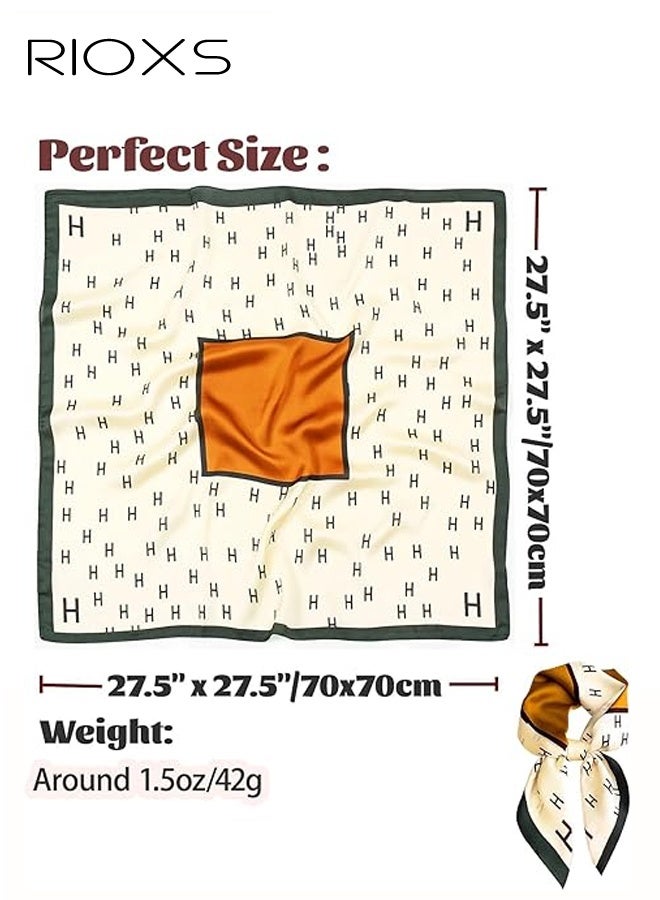 ريوكس وشاح حريري للنساء، وشاح رأس أنيق متوسط الحجم من الساتان للسيدات، وشاح رأس مريح وناعم مطبوع 27.56 × 27.56 بوصة، وشاح رأس باندانا إكسسوارات أزياء - Image 3