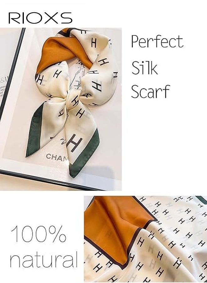 ريوكس وشاح حريري للنساء، وشاح رأس أنيق متوسط الحجم من الساتان للسيدات، وشاح رأس مريح وناعم مطبوع 27.56 × 27.56 بوصة، وشاح رأس باندانا إكسسوارات أزياء - Image 4