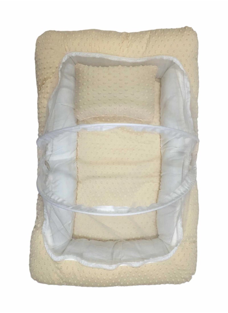 BABYCARA - Softly Padded Mattress Sleeping Baby Cot With Net And Pillow - Image 1