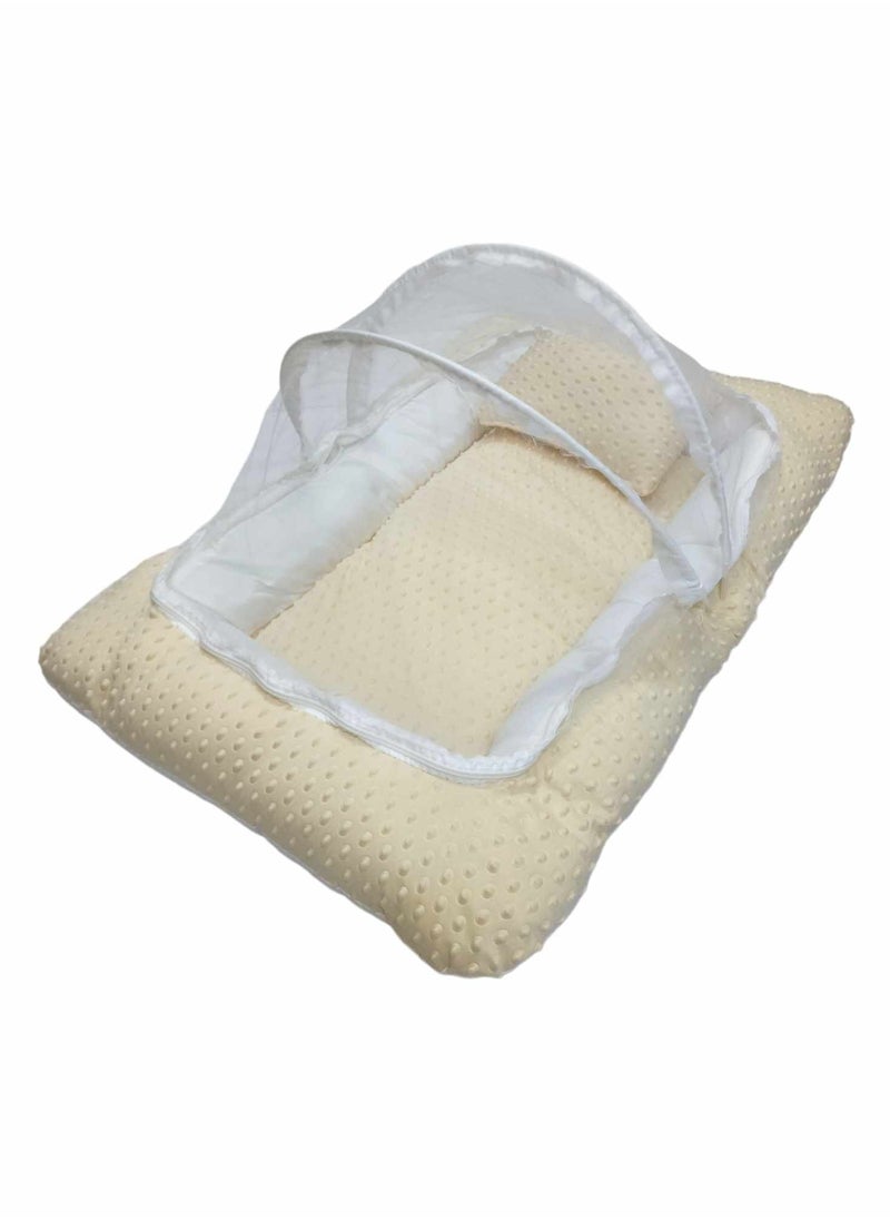 BABYCARA - Softly Padded Mattress Sleeping Baby Cot With Net And Pillow - Image 1