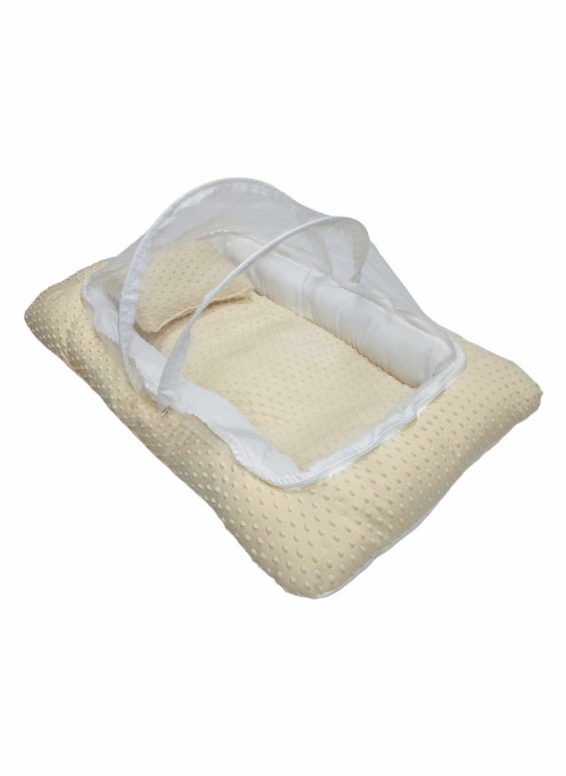 BABYCARA - Softly Padded Mattress Sleeping Baby Cot With Net And Pillow - Image 1