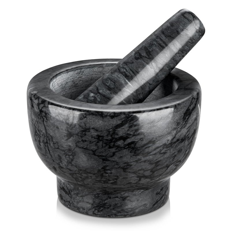 Velaze Marble Mortar and Pestle Set  51 Inch Pestle  125Cup Capacity Heavy Duty Grinder  Crusher for Spices Herbs Pills Pestos  Polished Natural Marble Stone Kitchen Tool